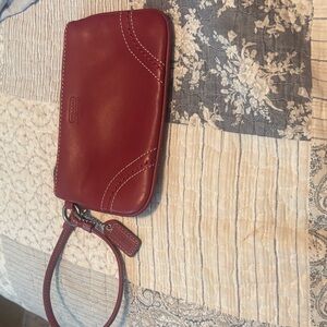 Coach Cherry Red Leather Wristlet